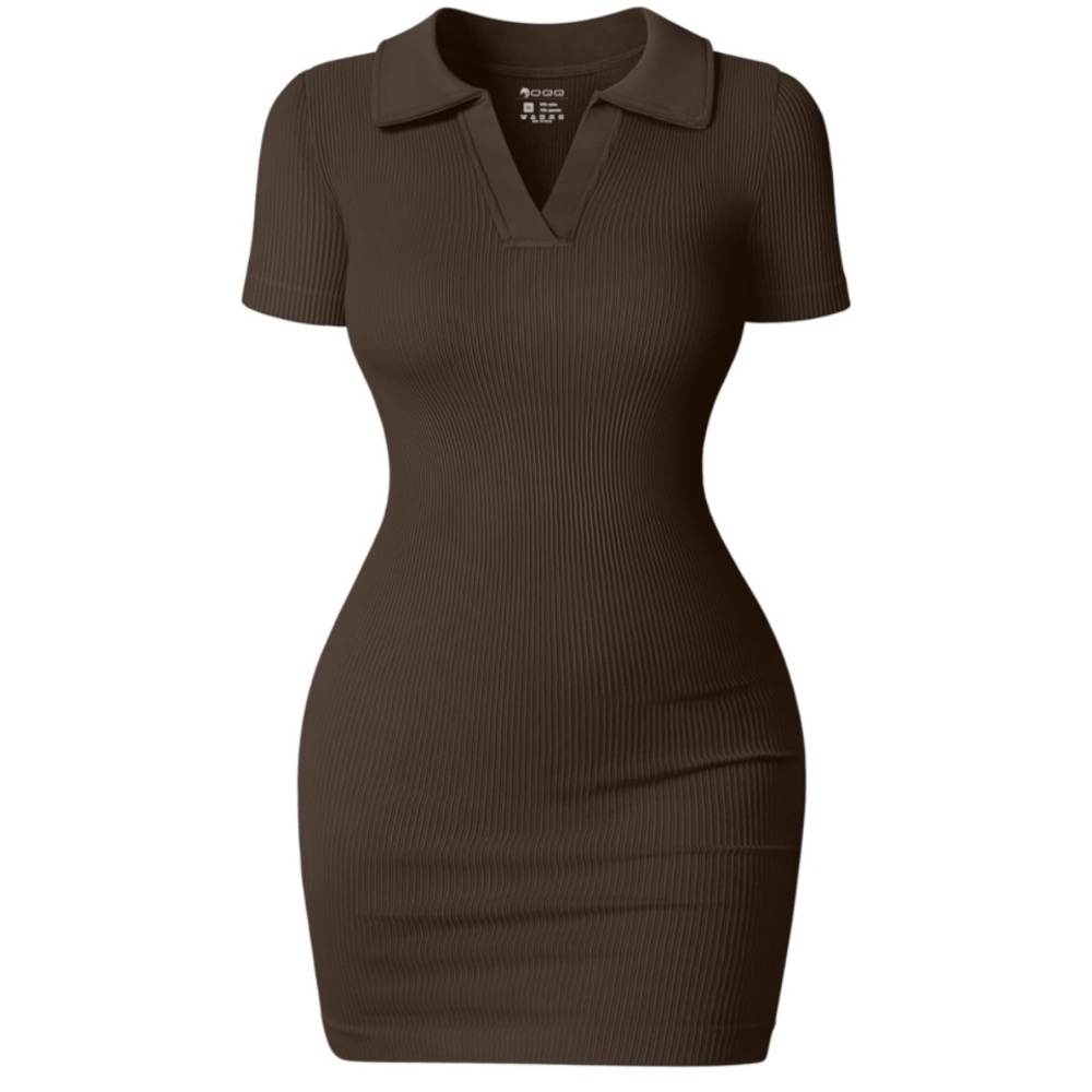 OQQ Ribbed Short  sleeved mini dress